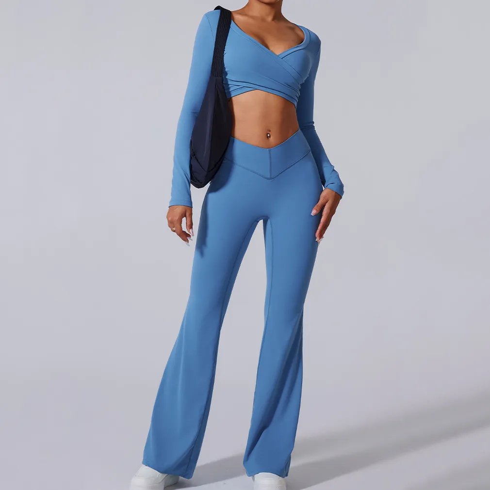 Long Sleeve Gym Outfits 4 Pieces Workout Set for Women High Waist Yoga Type Pants Long Sleeve Gym Outfits 4 Pieces Workout Set for Women High Waist Yoga Type Pants