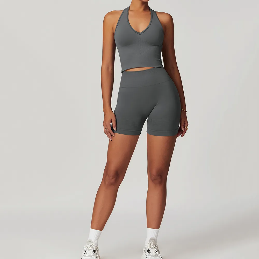 Custom Logo Gym Outfits 5 Pieces Athletic Suit for Women Seamless Spark Clothing Custom Logo Gym Outfits 5 Pieces Athletic Suit for Women Seamless Spark Clothing