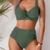 High Waisted Bikini Sets Push Up Twist Front Ruched Swimsuit Two Piece Swimsuit Bathing Suit