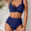 High Waisted Bikini Sets Push Up Twist Front Ruched Swimsuit Two Piece Swimsuit Bathing Suit