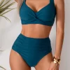 High Waisted Bikini Sets Push Up Twist Front Ruched Swimsuit Two Piece Swimsuit Bathing Suit
