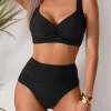 High Waisted Bikini Sets Push Up Twist Front Ruched Swimsuit Two Piece Swimsuit Bathing Suit