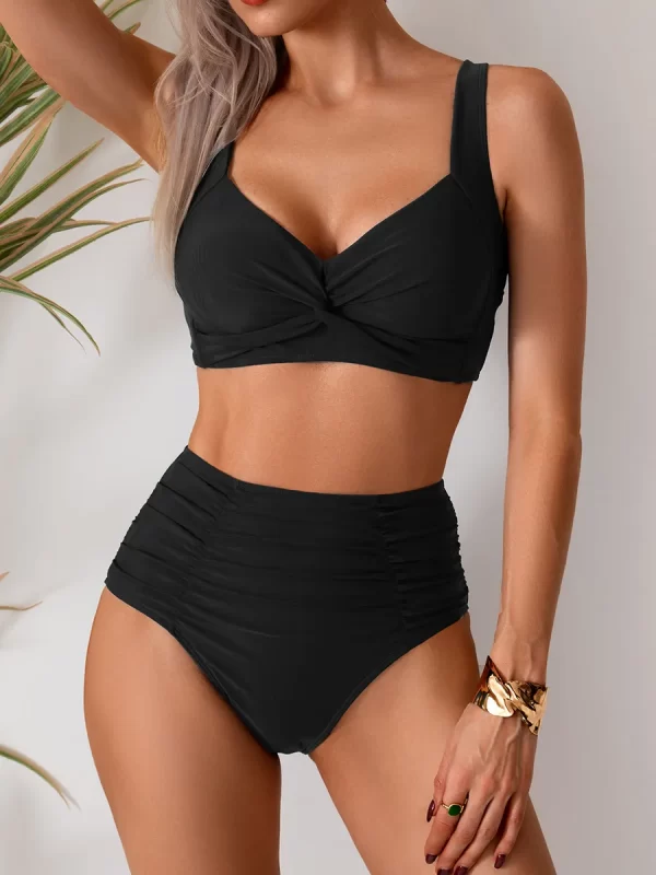 High Waisted Bikini Sets Push Up Twist Front Ruched Swimsuit Two Piece Swimsuit Bathing Suit