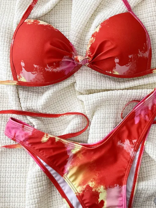 Halter Two Piece Swimsuits Triangle Bikini Set for Vacation