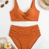 High Waisted Bikini Sets Push Up Twist Front Ruched Swimsuit Two Piece Swimsuit Bathing Suit