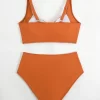 High Waisted Bikini Sets Push Up Twist Front Ruched Swimsuit Two Piece Swimsuit Bathing Suit
