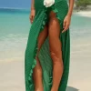 Ruffle Wrap Long Cover Up Skirt Women Swimsuit Beach Skirt