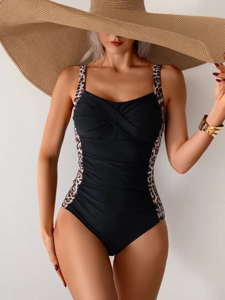 Custom Swimwear Manufacturers Leopard Print One Piece Swimsuit