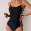 Custom Swimwear Manufacturers Leopard Print One Piece Swimsuit wholesale swimwear manufacturers make your own swimwear