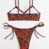 Custom Triangle Tie Thong Spaghetti Straps Two Piece Bikini Sets best material for swimsuit private label swimwear manufacturers bikini manufacturers