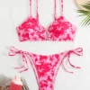 Custom Triangle Tie Thong Spaghetti Straps Two Piece Bikini Sets best material for swimsuit private label swimwear manufacturers bikini manufacturers