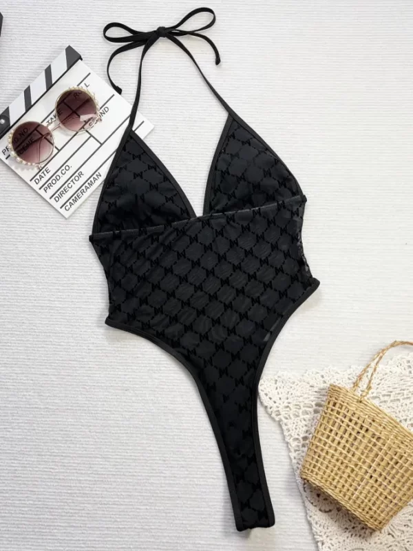 Private Label Black Swimsuit Sexy Bandage One Piece Bikini