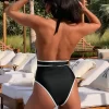 Contrast Color One-Piece Swimsuit Customizable Swimwear Wholesale Bikini Manufacturers