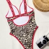 Leopard Print Deep V One Piece Swimsuit Private Label Swimwear Sexy Bikini Manufacturers