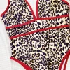 Leopard Print Deep V One Piece Swimsuit Private Label Swimwear Sexy Bikini Manufacturers