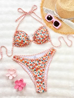 Sexy Two Piece Swimsuit Beach Floral Bikini Sets