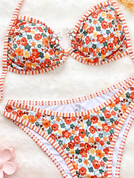 Sexy Two Piece Swimsuit Beach Floral Bikini Sets