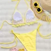 New Solid Color Ruffled Two Piece Swimsuit Beach Bikini Sets Manufacturers