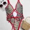 Leopard Print Cross One Piece Swimsuit Private Label Swimwear Sexy Bikini Manufacturers