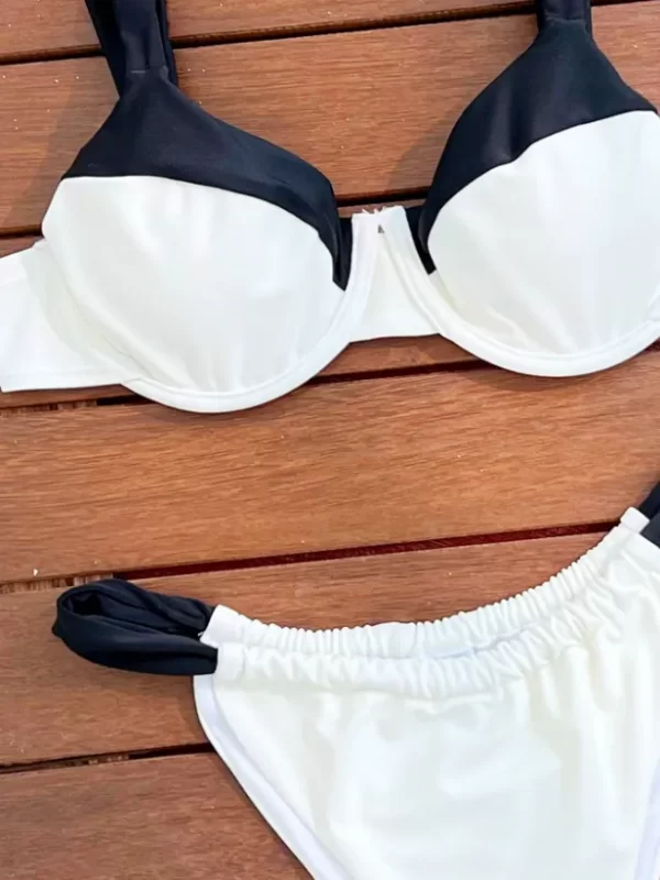 Sexy Solid Color Splicing Two Piece Swimsuits Women Bikini Manufacturer