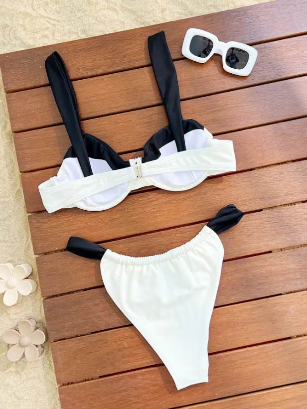 Sexy Solid Color Splicing Two Piece Swimsuits Women Bikini Manufacturer Sexy Solid Color Splicing Two Piece Swimsuits Women Bikini Manufacturer